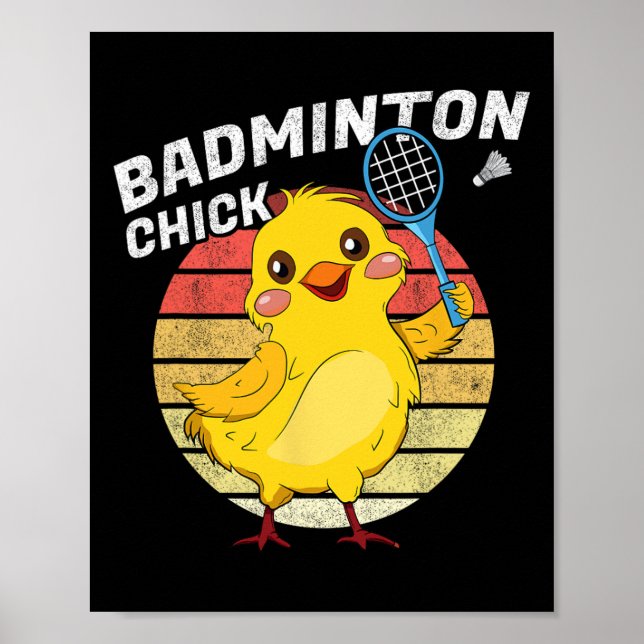 Badminton Chick Retro Chicken Birdie Women Badmint Poster (Front)