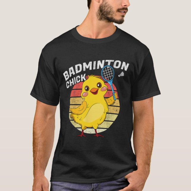 Badminton Chick Retro Chicken Birdie Women Badmint T-Shirt (Front)