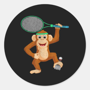 Badminton Chimpanzee Animal Sport Humour Shirt Gif Classic Round Sticker