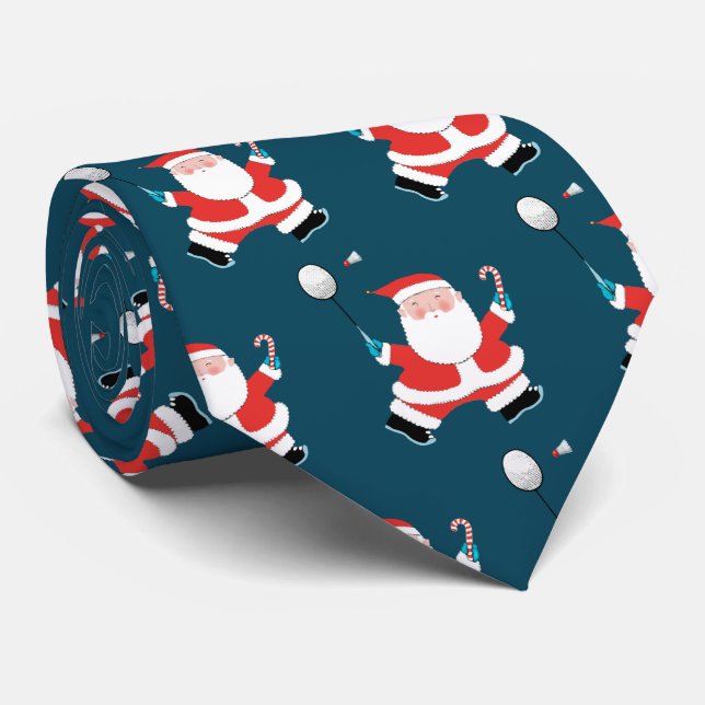 Badminton Christmas Holiday Neck Tie (Rolled)