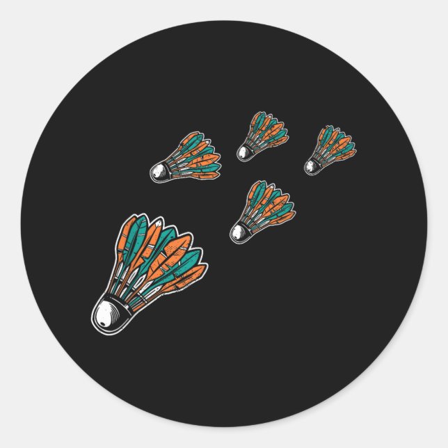 Badminton Colourful Shuttle For Badminton Player M Classic Round Sticker (Front)
