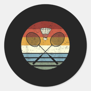 Badminton - Cool Vintage Retro Sport Outfit Racket Classic Round Sticker