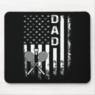 Badminton Dad American Flag Vintage Christmas Xmas Mouse Pad