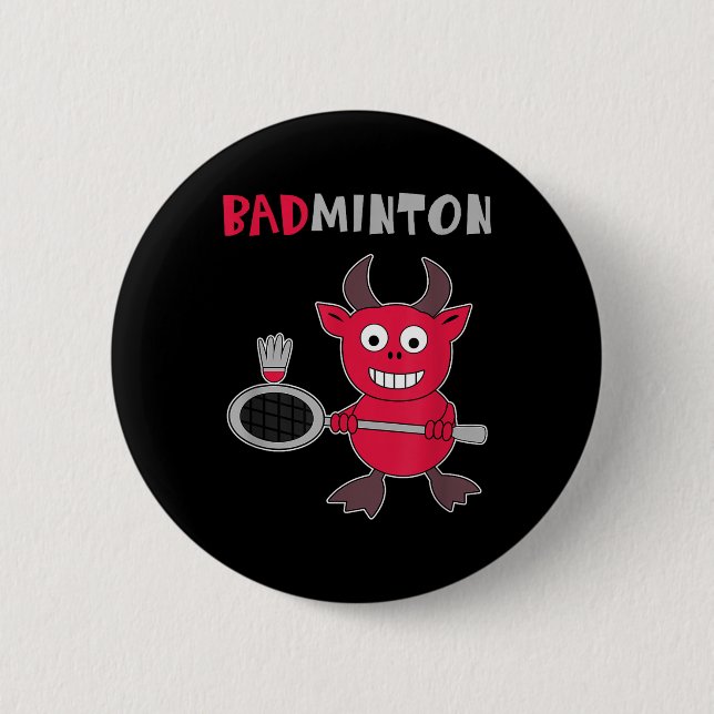 Badminton Devil Badminton Player Shuttle Sports Sm 6 Cm Round Badge (Front)