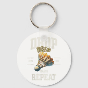 Badminton Drop Clear Smash Repeat Shuttle  Key Ring