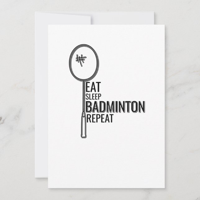 Badminton - Eat Sleep Badminton Repeat Invitation (Front)