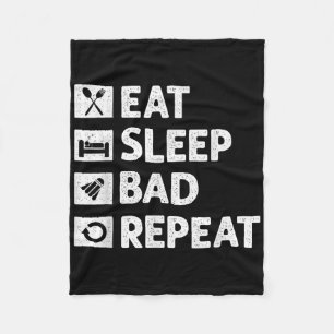 Badminton Eat Sleep Repeat Funny Shuttle Meme  Fleece Blanket