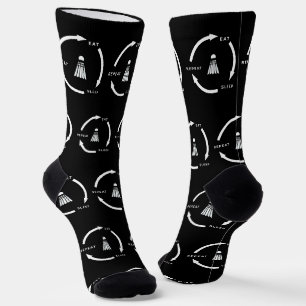 Badminton Eat Sleep Repeat Sports Fan Saying Socks