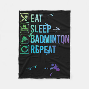 Badminton Eat Sleep Repeat Watercolor Gift Fleece Blanket