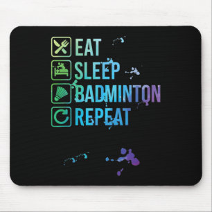Badminton Eat Sleep Repeat Watercolor Gift Mouse Pad