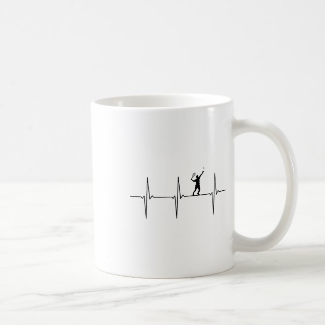 Badminton Ecg Heartbeat Shuttle Pulse Frequency 1  Coffee Mug (Right)