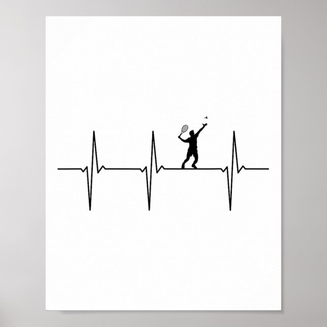 Badminton Ecg Heartbeat Shuttle Pulse Frequency 1  Poster (Front)