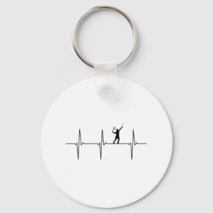 Badminton Ecg Heartbeat Shuttle Pulse Frequency Key Ring