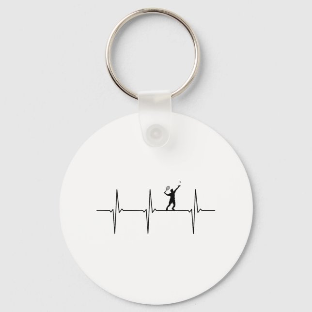 Badminton Ecg Heartbeat Shuttle Pulse Frequency  Key Ring (Front)
