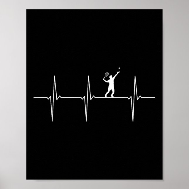 Badminton Ecg Heartbeat Shuttle Pulse Frequency  Poster (Front)