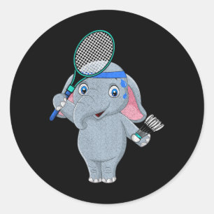 Badminton Elephant  Classic Round Sticker
