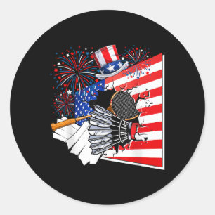 Badminton Equipment Costume American Flag 4th Of J Classic Round Sticker