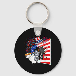 Badminton Equipment Costume American Flag 4th Of J Key Ring