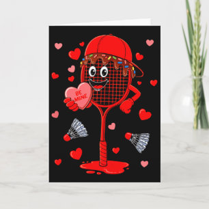 Badminton Equipment Player Valentine Hearts Costum Card