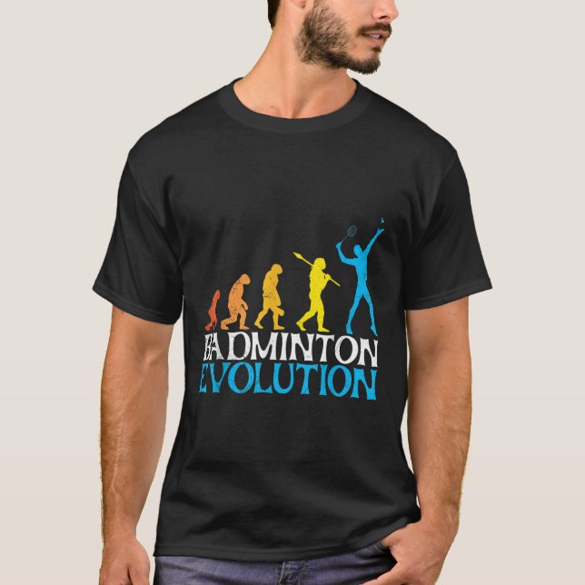 Badminton Evolution Monkey Badminton Player Badmin T-Shirt (Front)