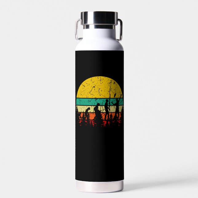 Badminton Evolution Retro Badminton Player Water Bottle (Front)