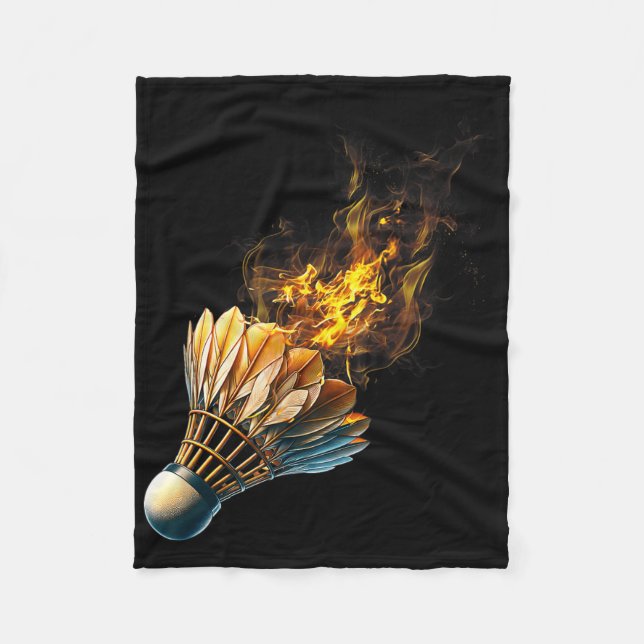 Badminton Flames Shuttle Fire Ball  Fleece Blanket (Front)