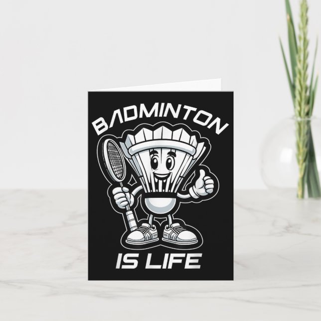 Badminton Forever Cartoon Shuttle And Racket Graph Card (Front)