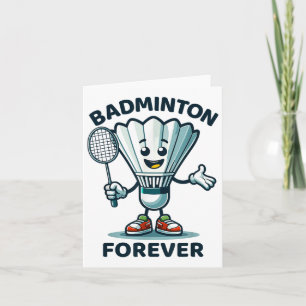 Badminton Forever Cartoon Shuttle And Racket Graph Card