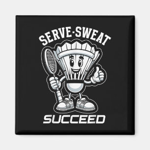 Badminton Forever Cartoon Shuttle And Racket Graph Magnet