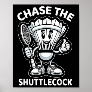 Badminton Forever Cartoon Shuttle And Racket Graph Poster