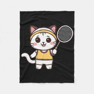 Badminton Funny Cat Women Girls Badminton Player K Fleece Blanket