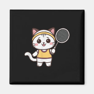 Badminton Funny Cat Women Girls Badminton Player K Magnet