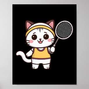 Badminton Funny Cat Women Girls Badminton Player K Poster