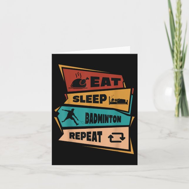 Badminton Game Repeat Shuttle Retro Badminton Play Card (Front)