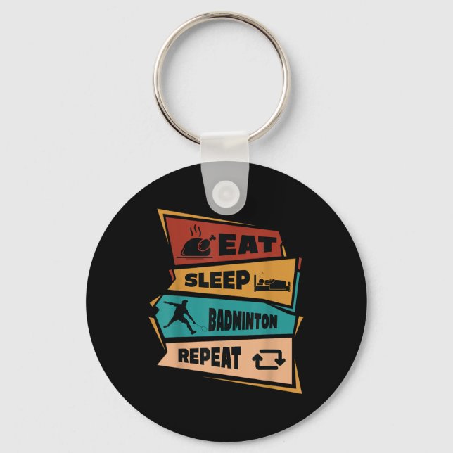 Badminton Game Repeat Shuttle Retro Badminton Play Key Ring (Front)