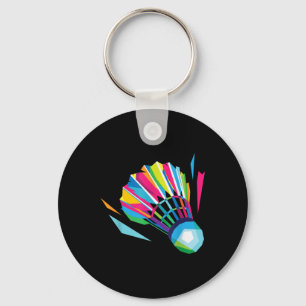 Badminton Game Shuttle Sport Badminton Pop Art Key Ring