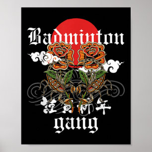 Badminton Gang, Roses Scorpions Sporty Floral Rept Poster