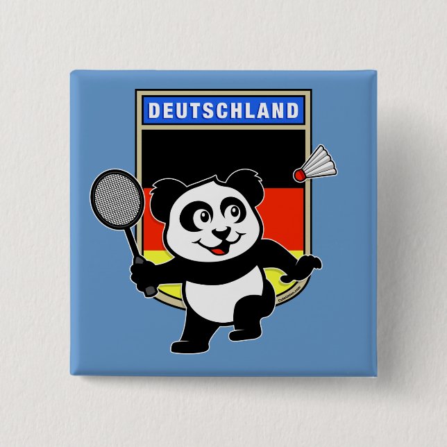 Badminton Germany Panda 15 Cm Square Badge (Front)