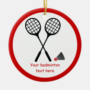 Badminton gifts, racquet and shuttlecock custom ceramic tree decoration
