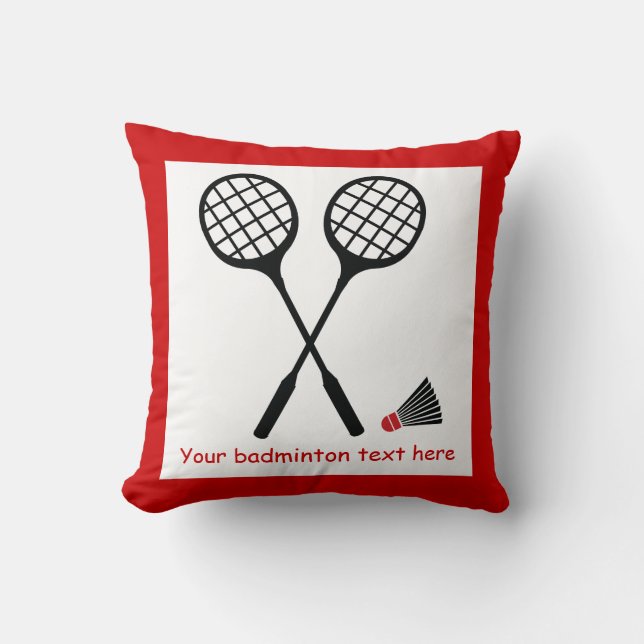 Badminton gifts, racquet and shuttlecock custom cushion (Front)