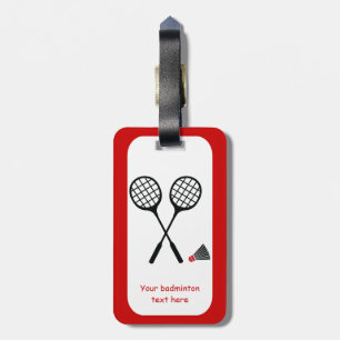 Badminton gifts, racquet and shuttlecock custom luggage tag