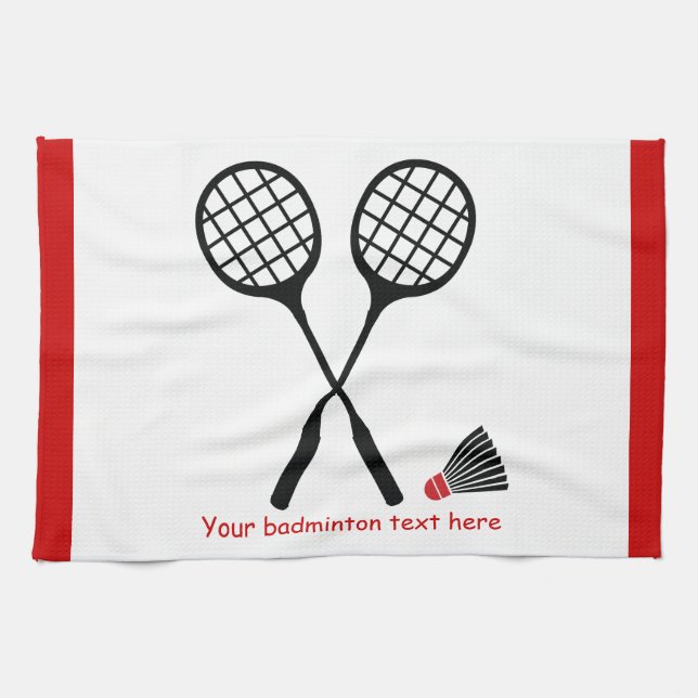Badminton gifts, racquet and shuttlecock custom tea towel (Horizontal)