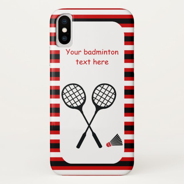 Badminton gifts, racquet and shuttlecock stripes Case-Mate iPhone case (Back)