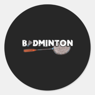Badminton Gifts With Cute Badminton Racket &amp; S Classic Round Sticker