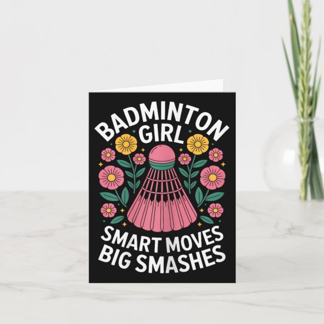 Badminton Girl Shuttle Funny Badminton  Card (Front)