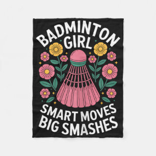 Badminton Girl Shuttle Funny Badminton Fleece Blanket