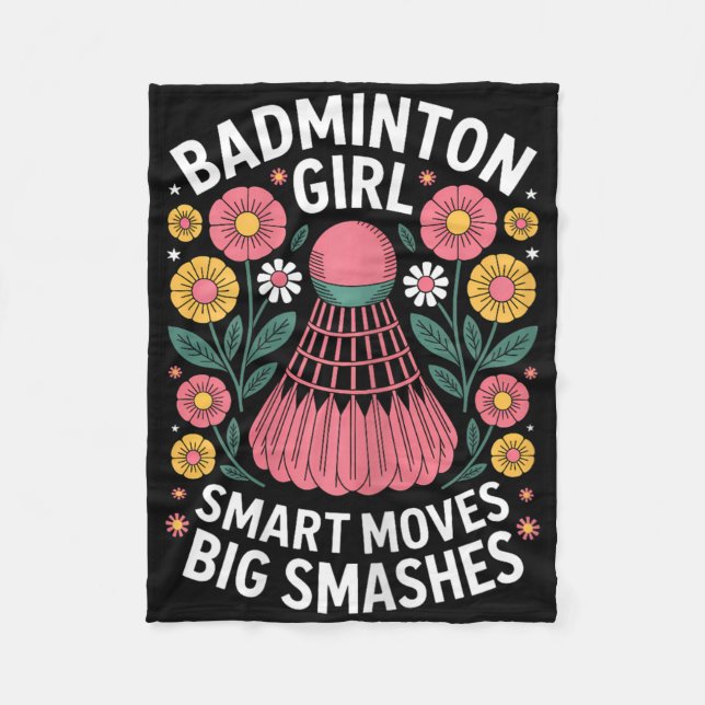 Badminton Girl Shuttle Funny Badminton  Fleece Blanket (Front)