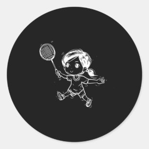 Badminton Girl Shuttle Game Classic Round Sticker