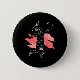 Badminton Girl - Smash Shuttle Athlete Sports  6 Cm Round Badge