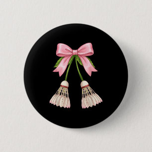 Badminton Girls Women Coquette Pink Bow Badminton 6 Cm Round Badge